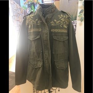 Forever 21 Military Jacket With Floral Embroidery.